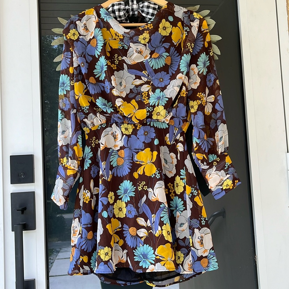 NWT. Zara floral mini long sleeve dress.